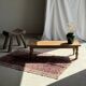 Four-legged stool in antique teak from Indonesia H 50 L 52