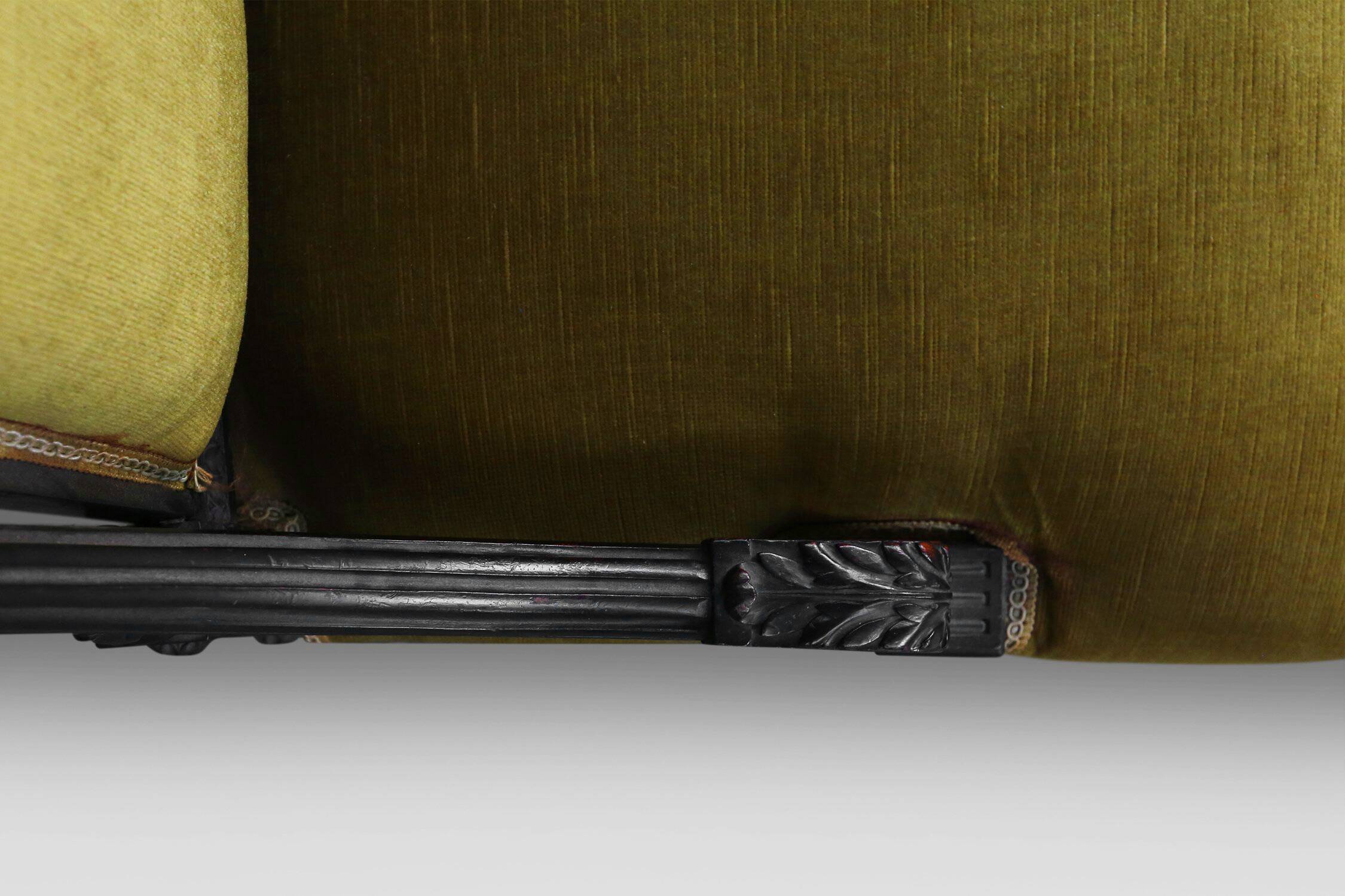 French Empire style  Black Wood and Velvet Armchair, 1850s