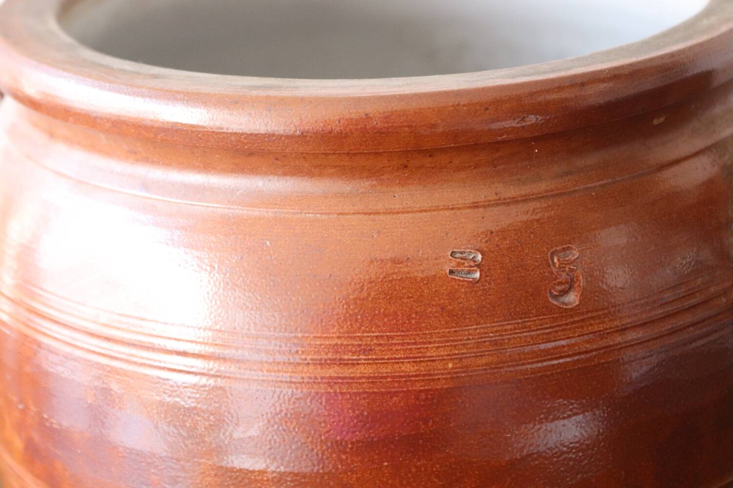 Large antique glazed stoneware pot