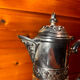 Beautiful moulded glass carafe jug, silver-plated mount, vintage.