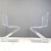 Pair of lucite zigzag dining chairs, 1980s