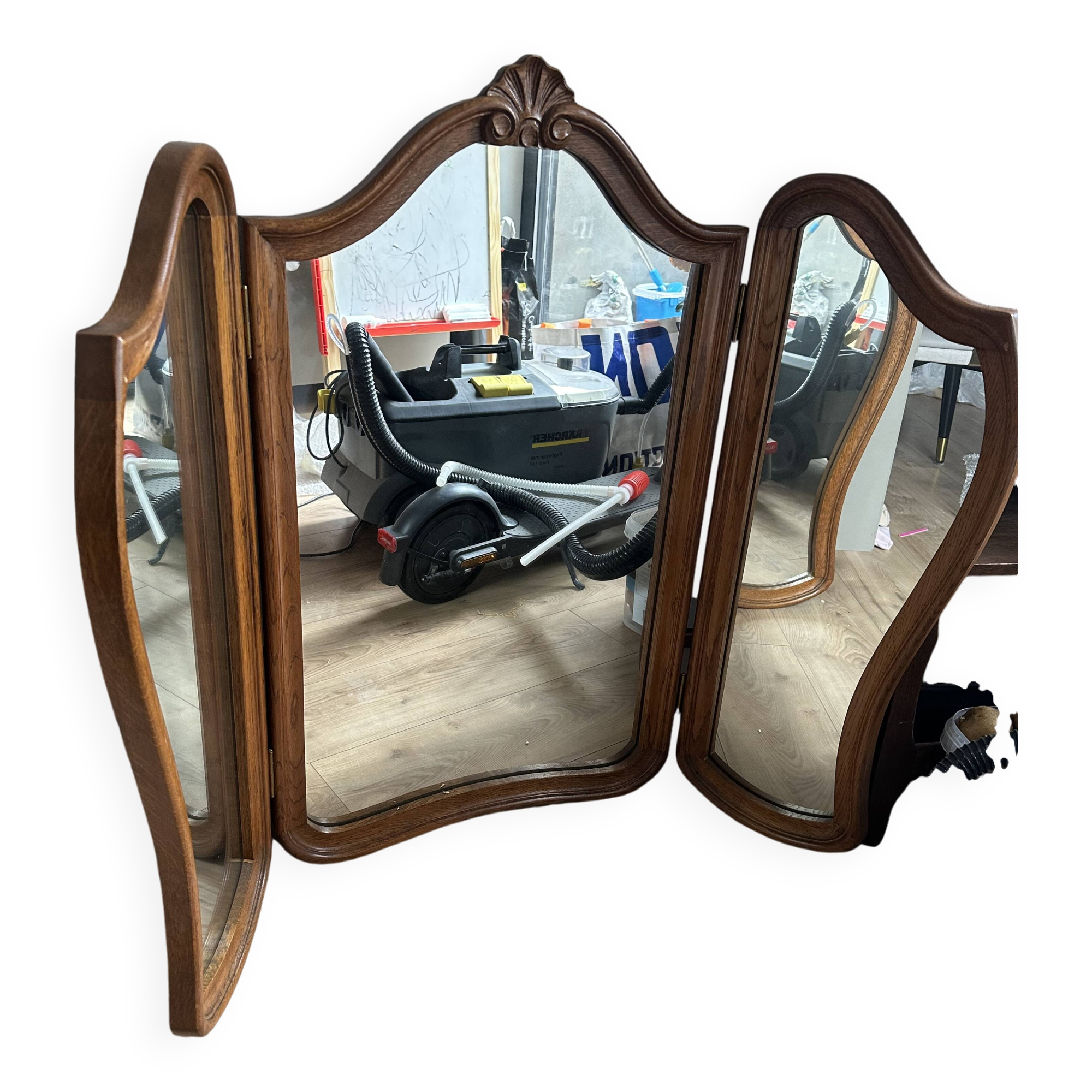 Art Deco style solid wood triptych mirror