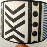 Large terracotta lamp and vintage tribal lampshade