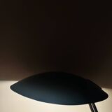Modernist chrome desk table lamp and black metal bowl, Aluminor 1970 design