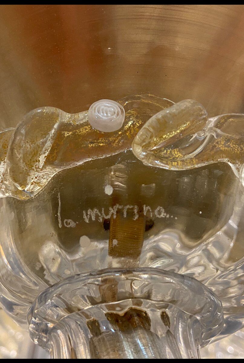 Italian Murano Glass Gold Chandelier by La Murrina