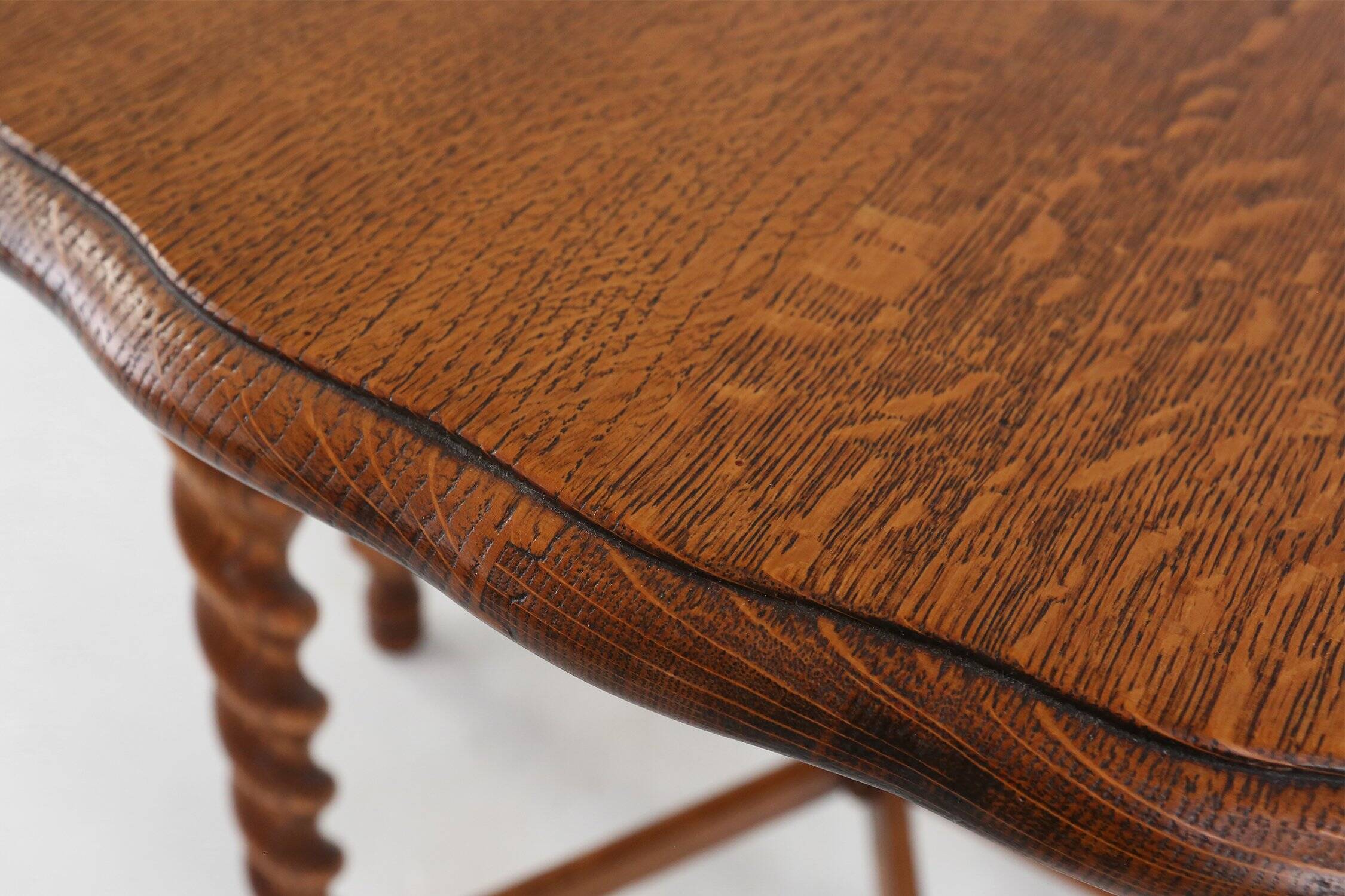 Solid Oak Carved and Turned Side Table, France, ca. 1890