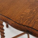 Solid Oak Carved and Turned Side Table, France, ca. 1890