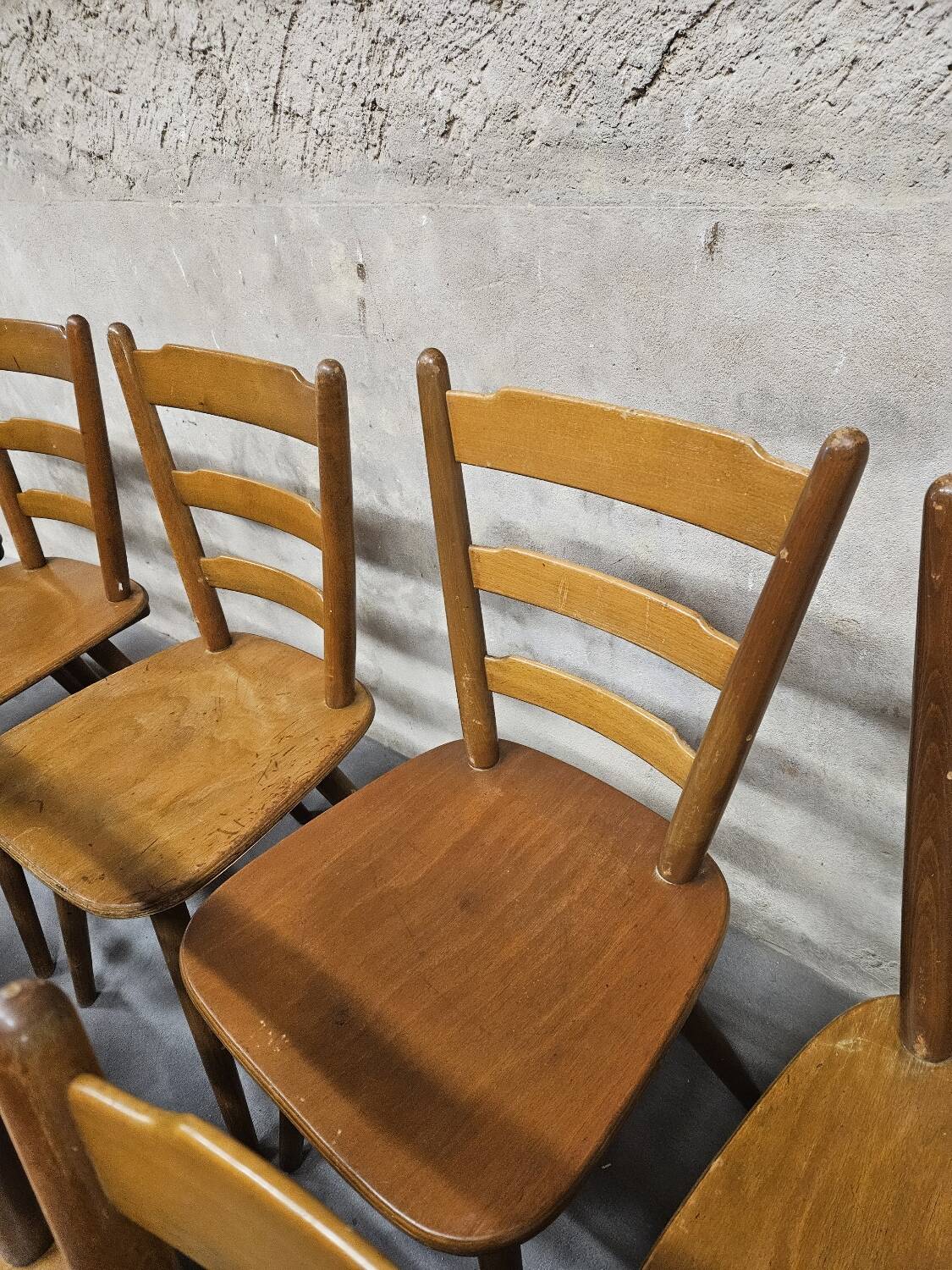 Lot of 9 1960s Campagarde bistro chairs
