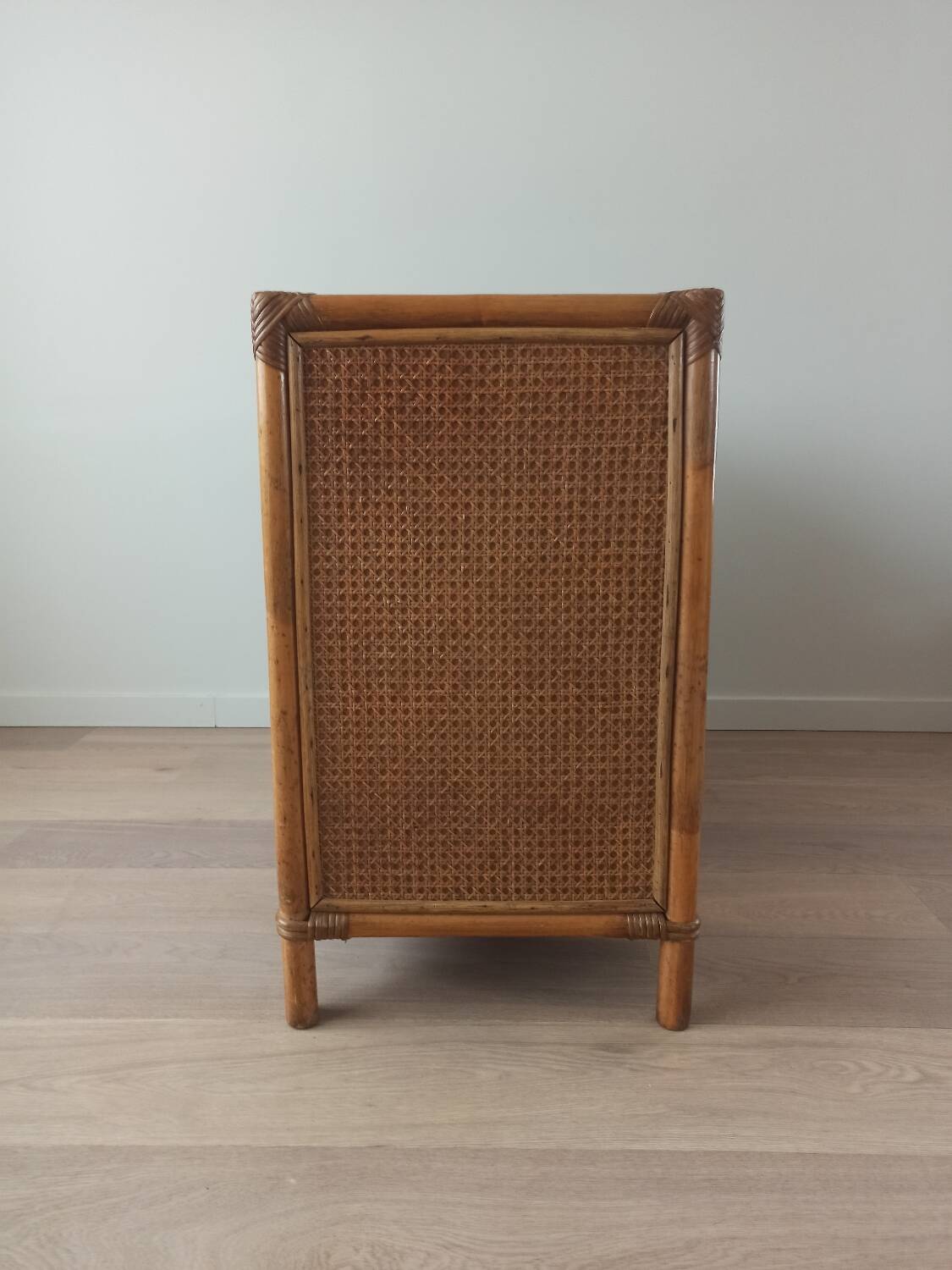 Bamboo and rattan chest of drawers, 70's
