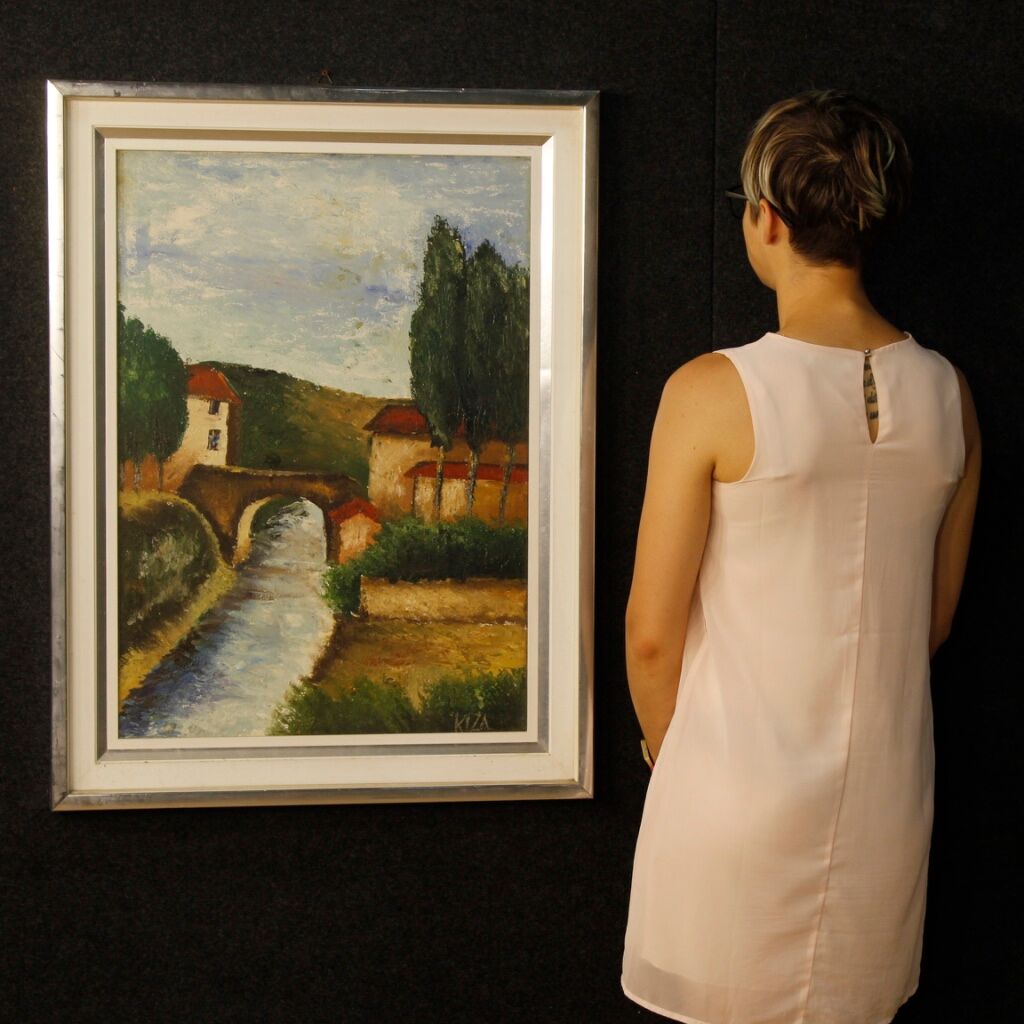 Italian signed landscape painting from 20th century