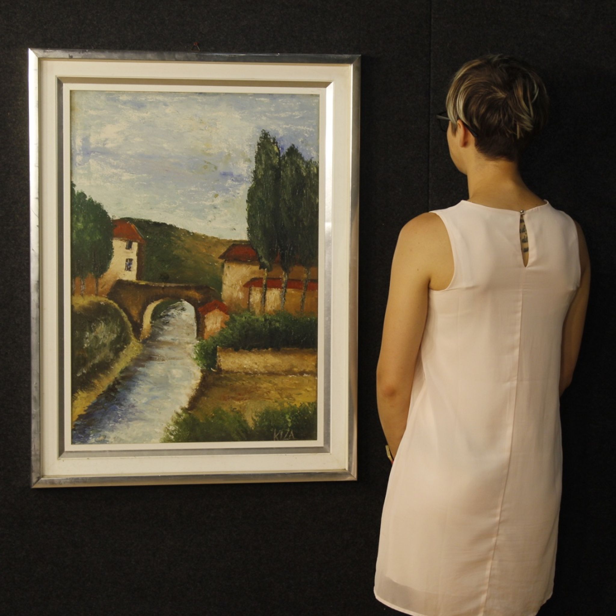 Italian signed landscape painting from 20th century