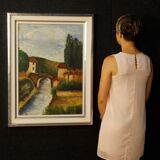 Italian signed landscape painting from 20th century