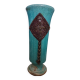 Vase en céramique craquelée verte