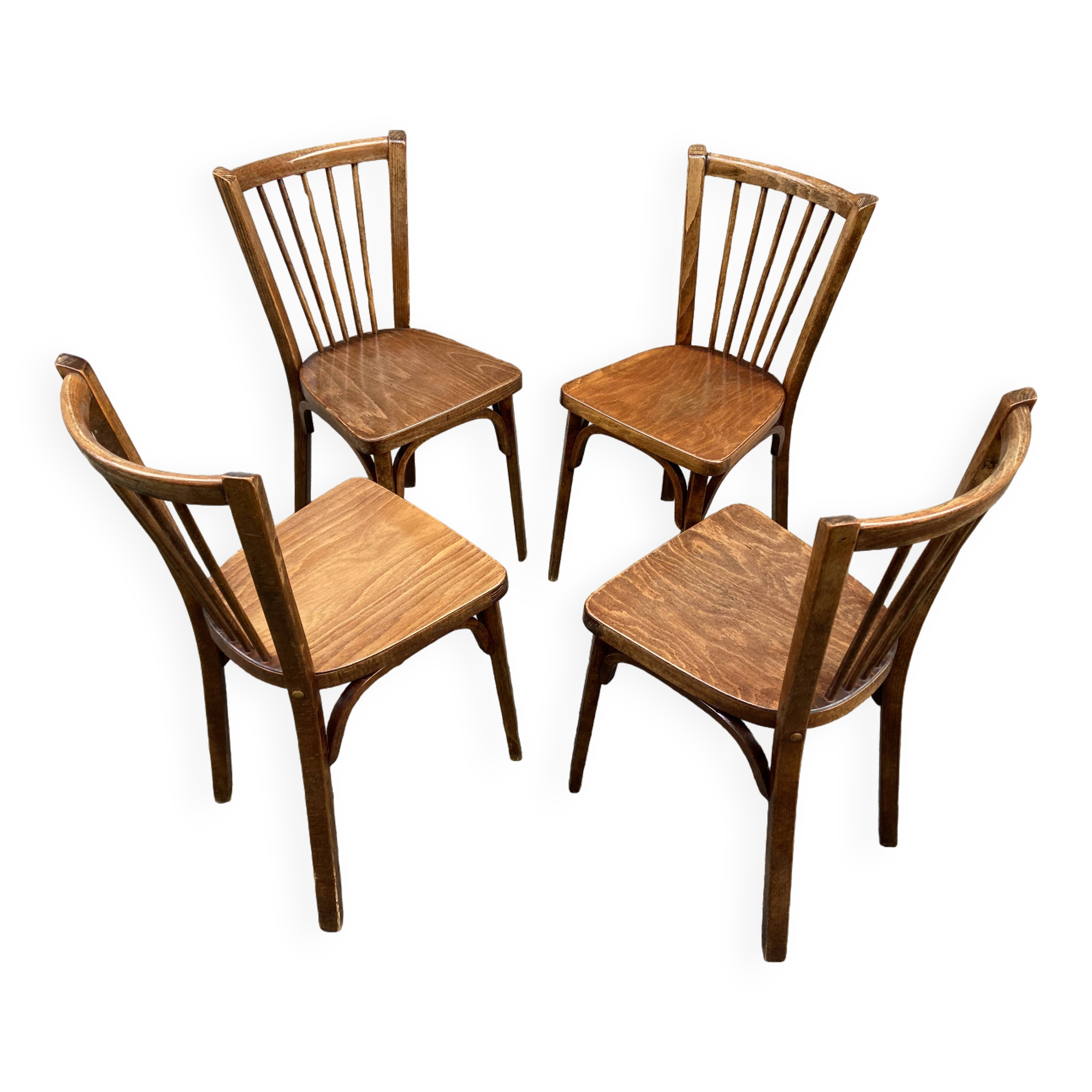 set of 4 Viennese chairs Curved wood Restaurant Paris bistro Fischel Baumann fanett Nr 12 years