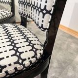 Art Deco High Back Black Lacquered Dining Chairs, France, 1930s, Set of 6