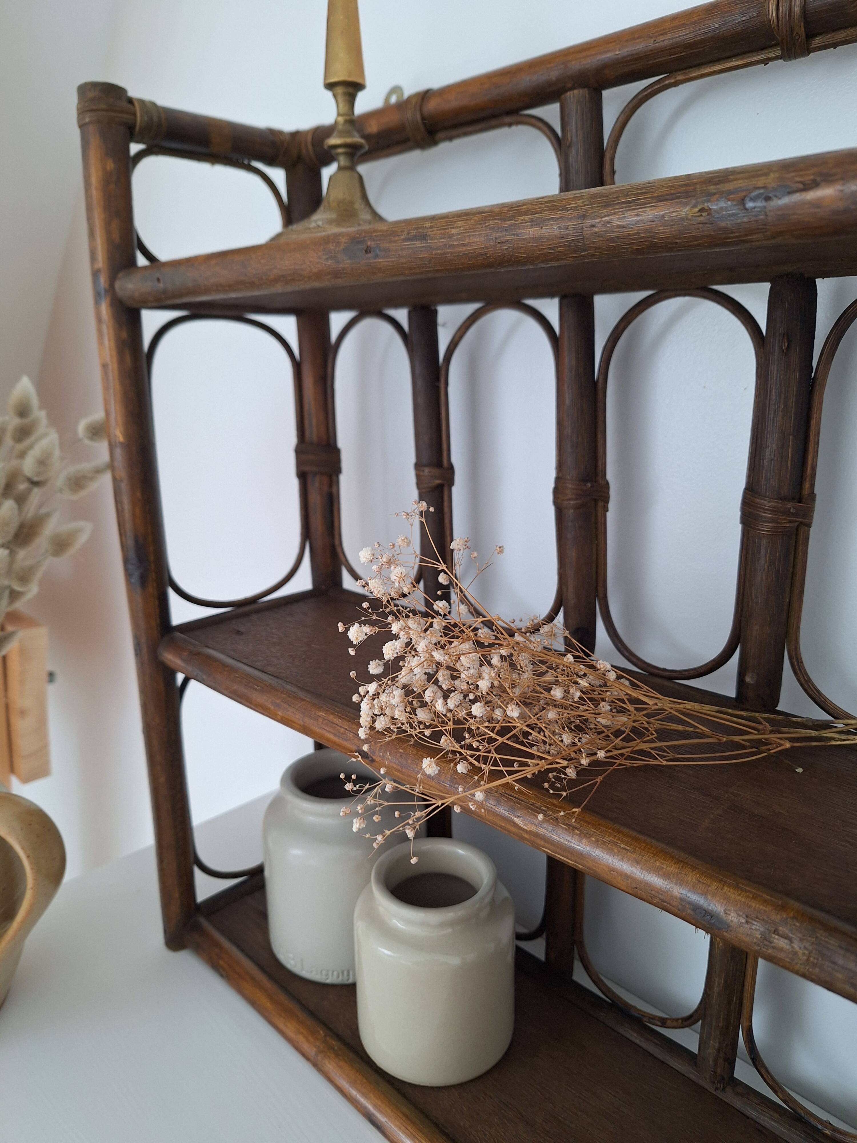 Vintage rattan shelf