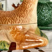 Zoomorphic terrine of a doe in earthenware by Michel Caugant