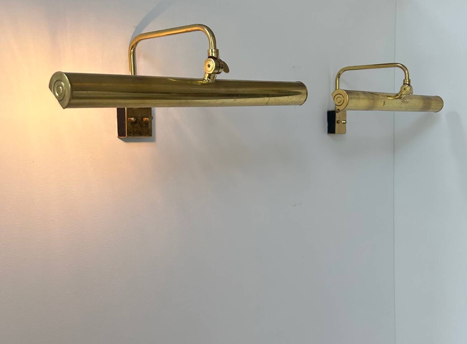 Pair of vintage adjustable brass wall lights, France 1970