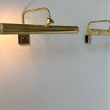 Pair of vintage adjustable brass wall lights, France 1970