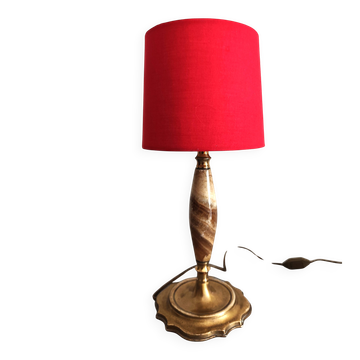 Lampe art nouveau en albâtre et métal doré