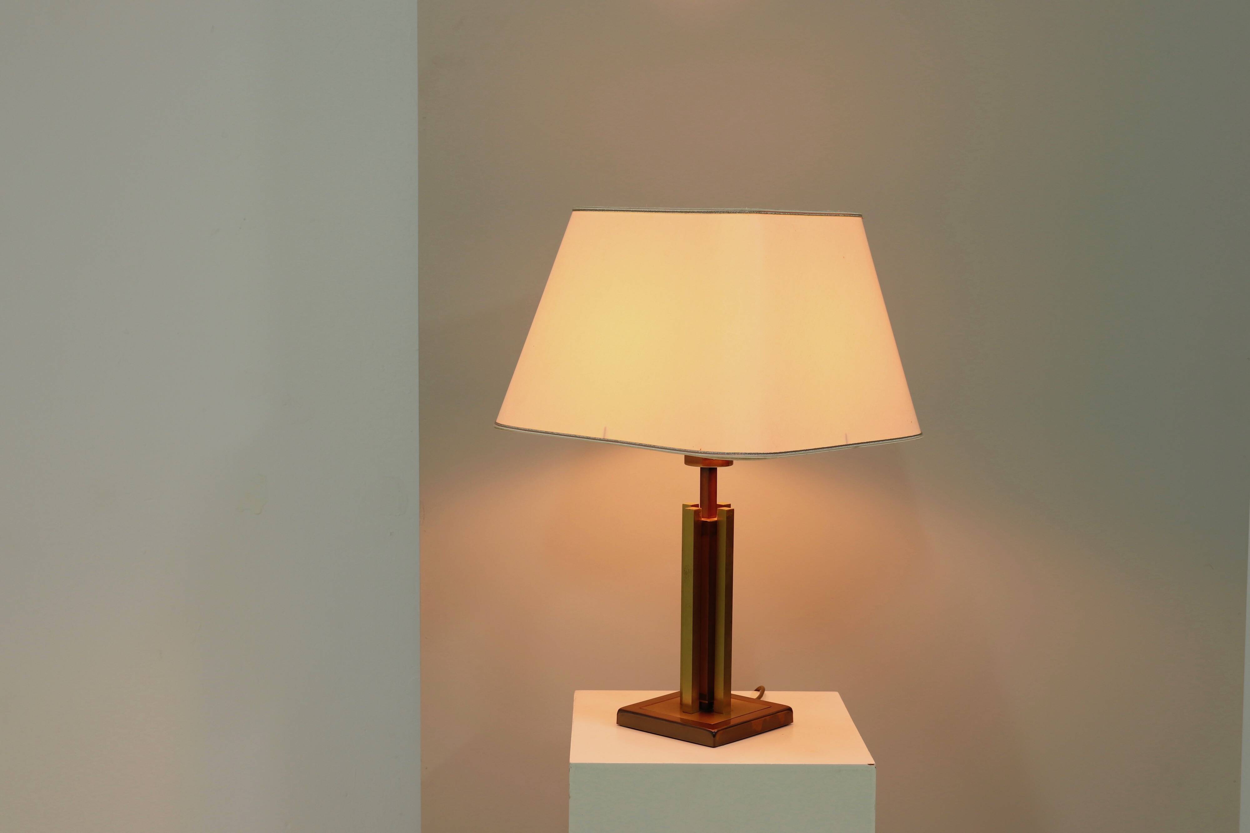 Mid Century Brass and Copper Table Lamp 1970s