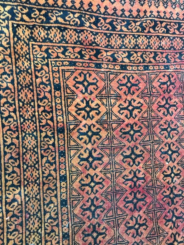 Carpet vintage made afghan turkmen hand 105 x 152 cm