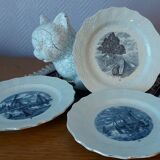3 delft collection plates, serie hallage, moulin des loups