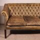 3-seater chesterfield in light olive green leather