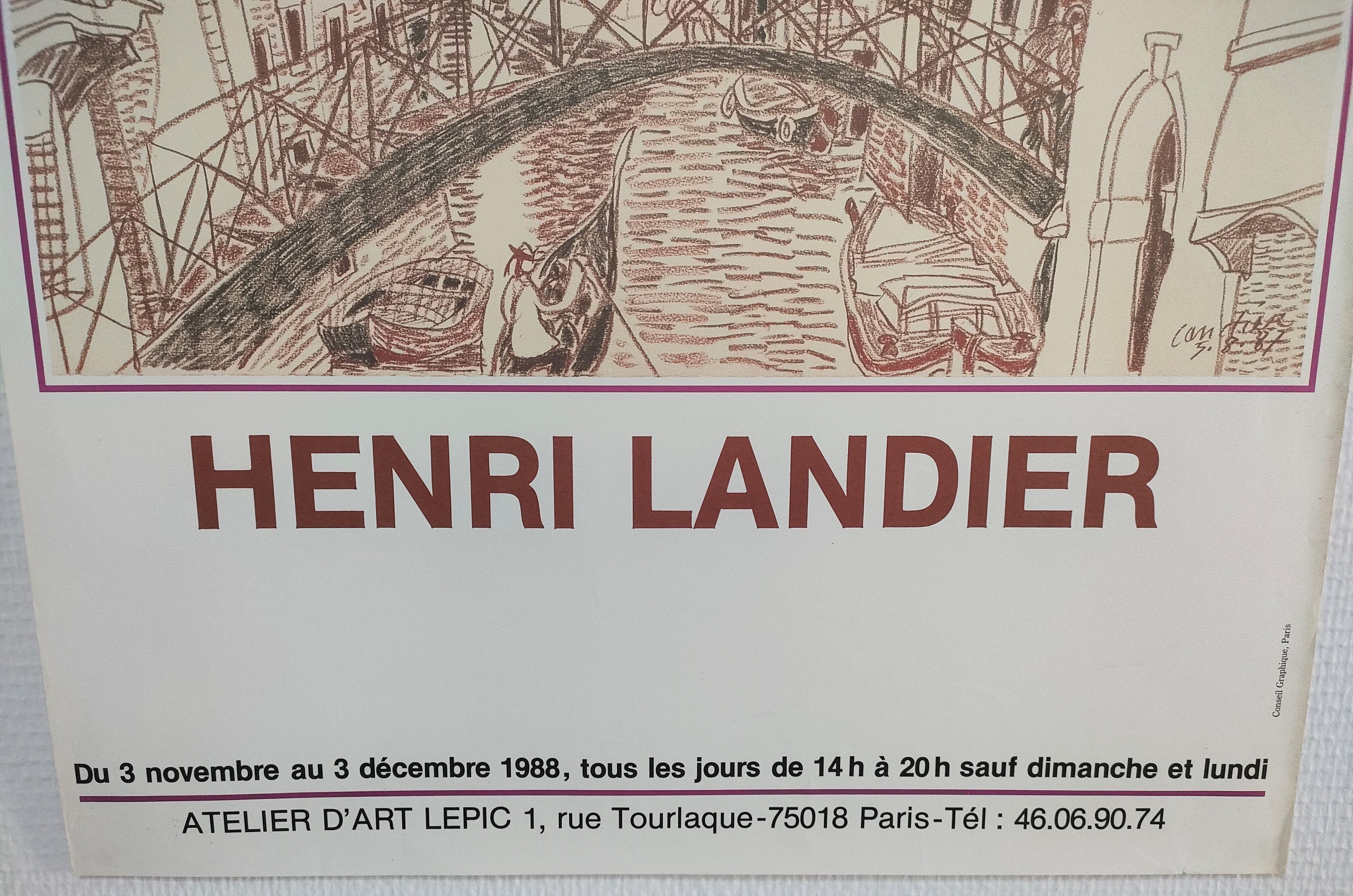 Original poster exhibition Venezia Henri Landier Paris 1988