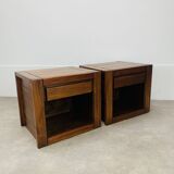 Pair of vintage Maison Regain elm bedside tables