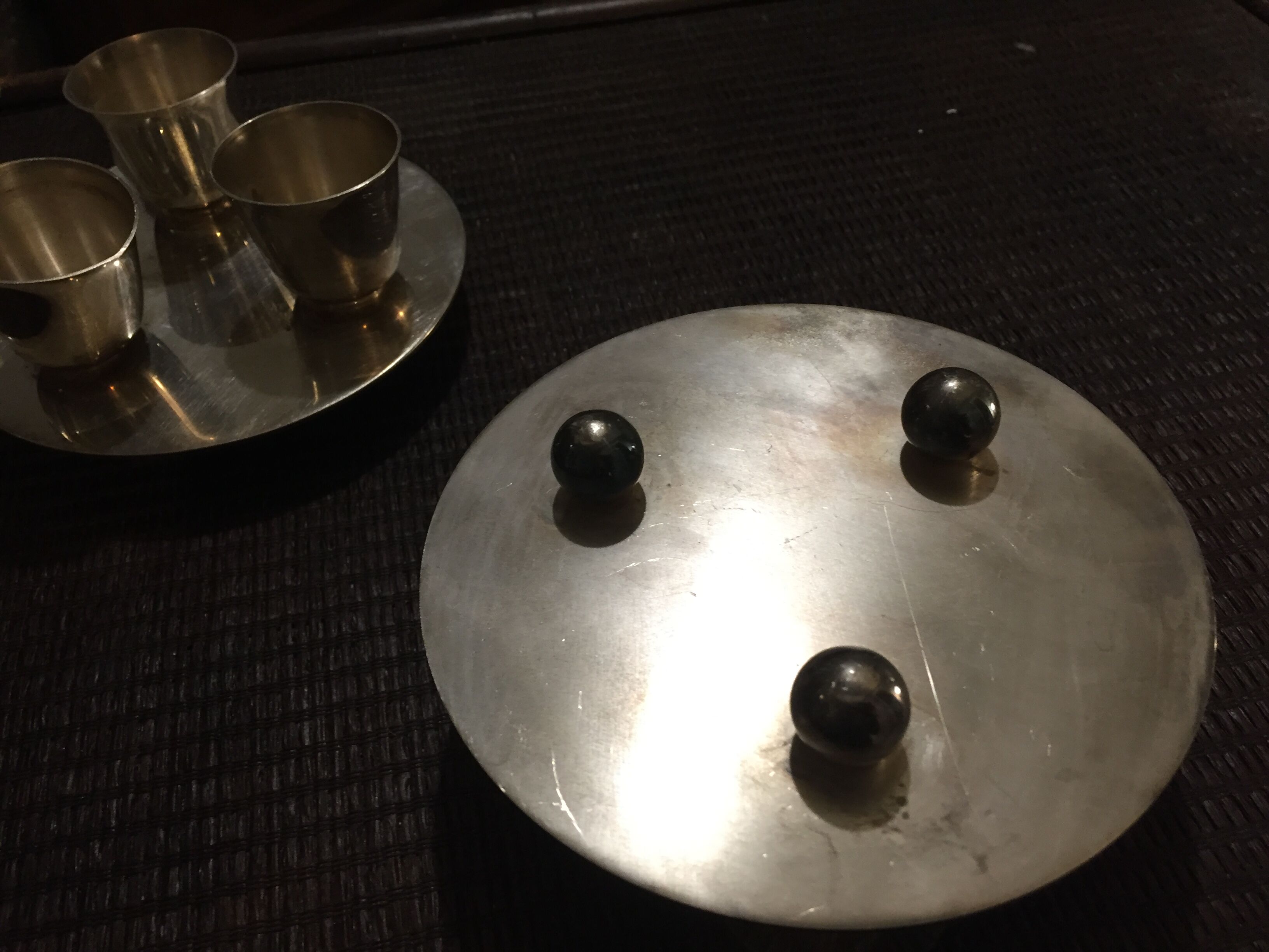 Pair silver metal plates 1930s