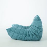 Togo set of armchair and pouf in light blue corduroy