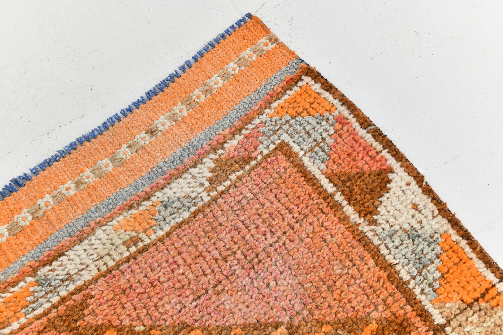 Orange & Beige Tribal Oushak Runner Rug, 88x362Cm