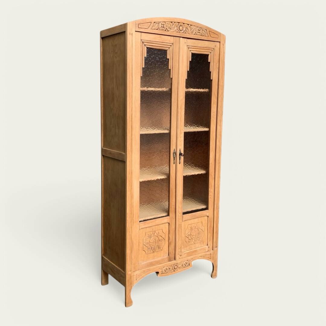 Parisian glass cabinet art deco raw wood 1930