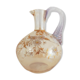 Glass pitcher decorated with 19th century flowers
