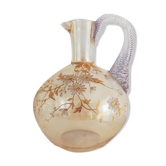 Pichet en verre décor de fleurs 19e siècle