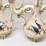 Pair of 2 candlesticks Capodimonte Italy style moustier