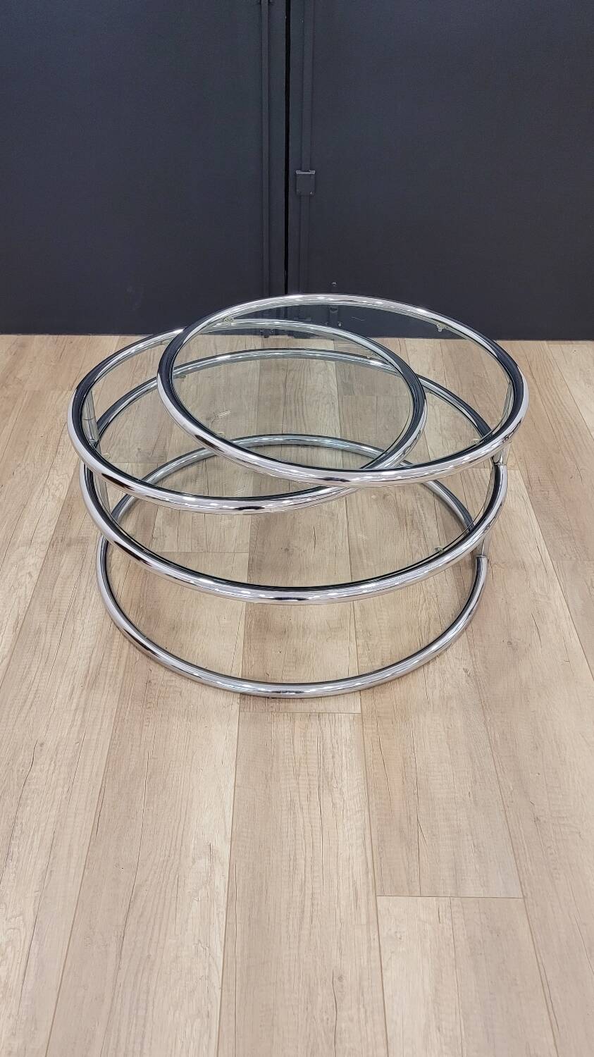 Glass and chrome coffee table