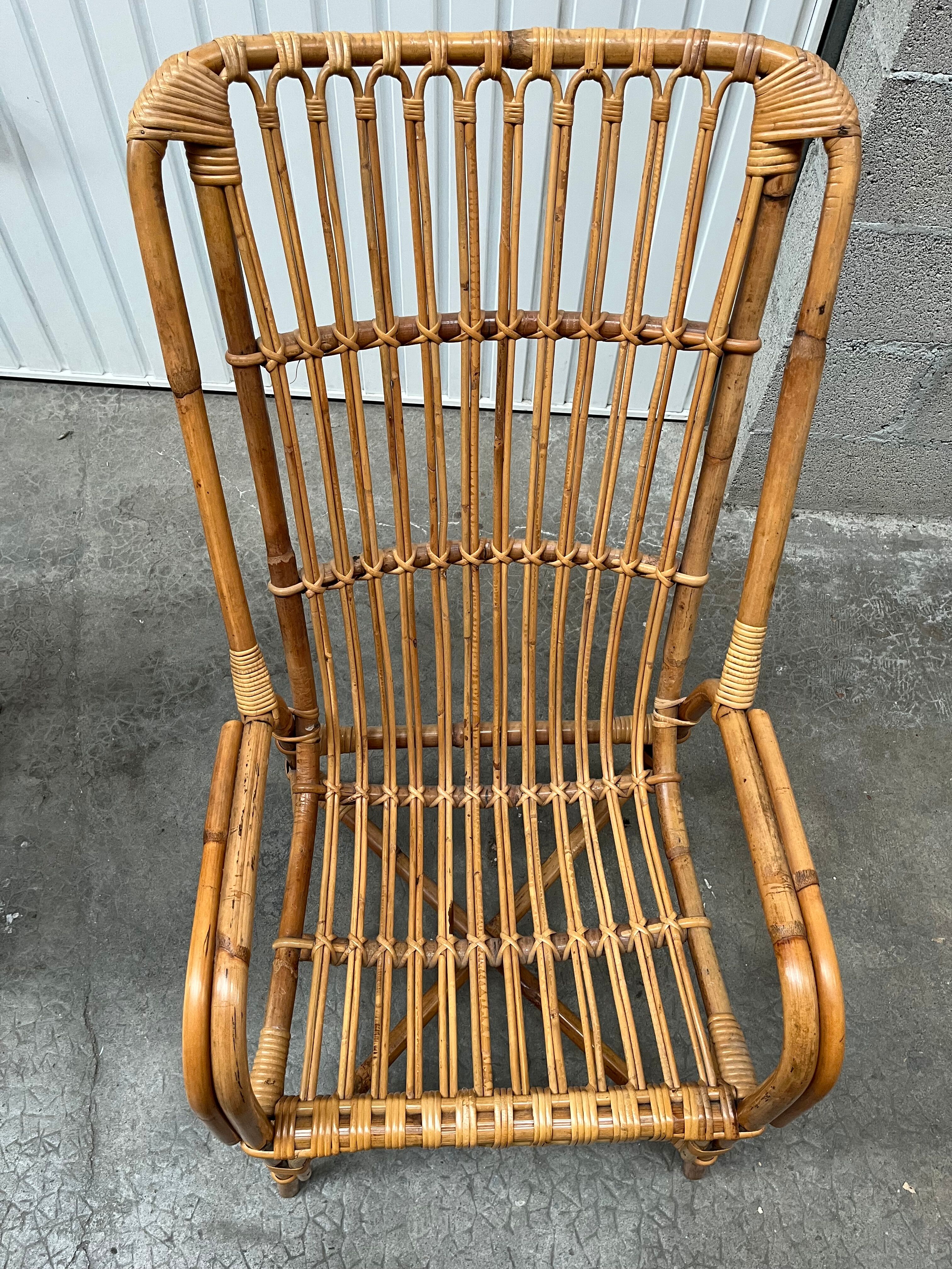 Pair of vintage rattan armchairs from the 70s