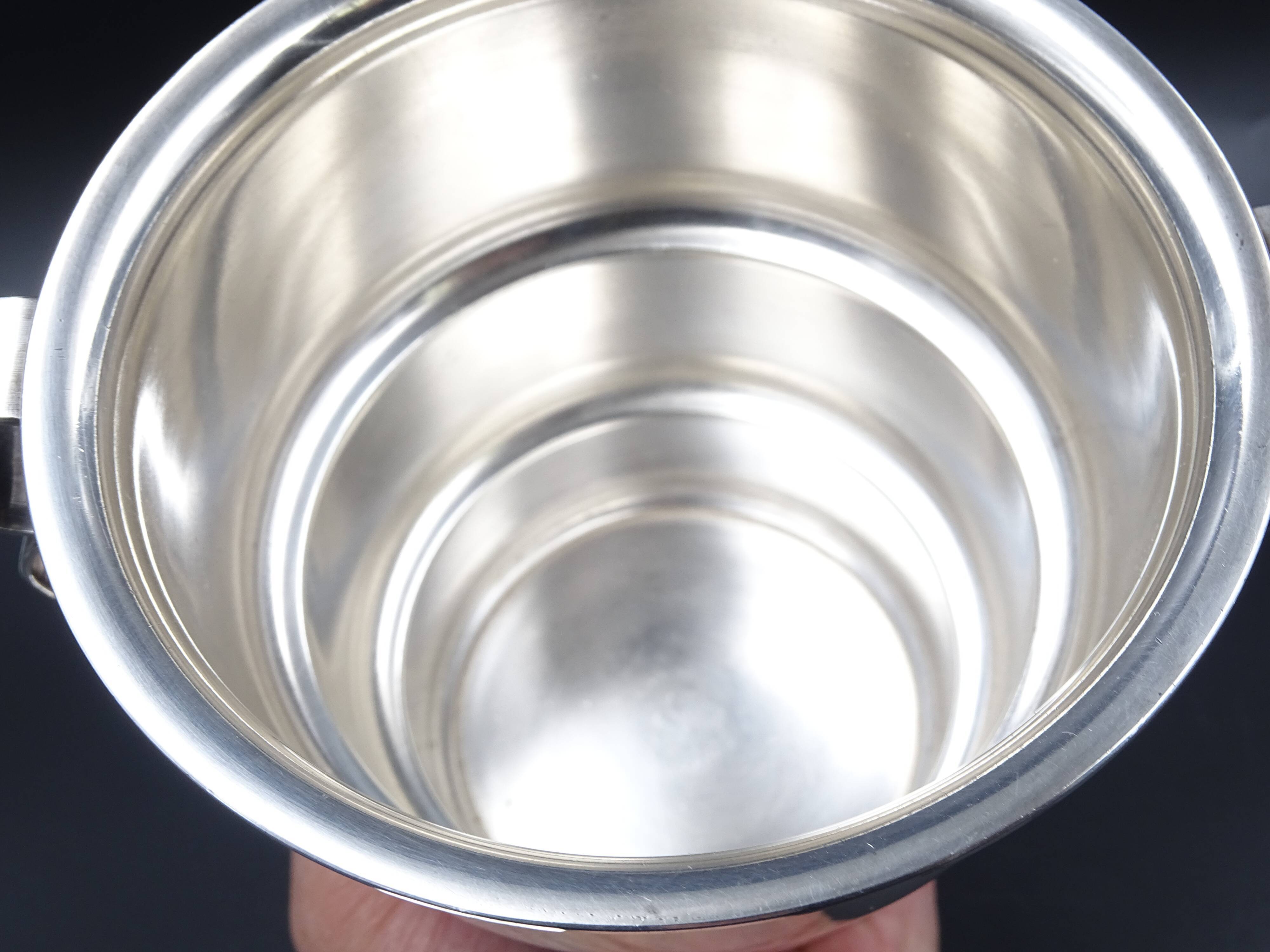 Silver metal ice bucket circa 1950