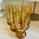 6 amber blown glass water glasses