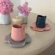 Set of ceramic artisan mugs with pink pop Barbapapa water lily design.