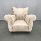 Italian Mid Century Velvet Lounge Armchair, 1950s