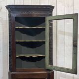 Encoignure anglaise XIXème en noyer, acajou et chêne