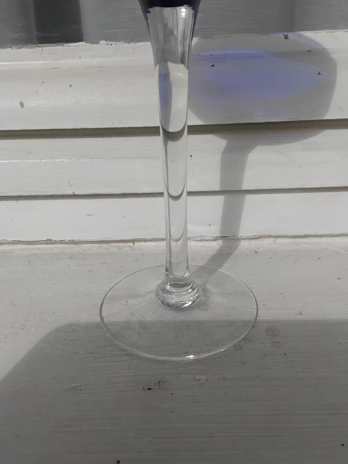 Verre à vin 14cl cristal de Nancy Houillon doublé bleu frise florale