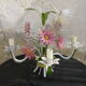 Lustre vintage en tôle peinte avec fleurs