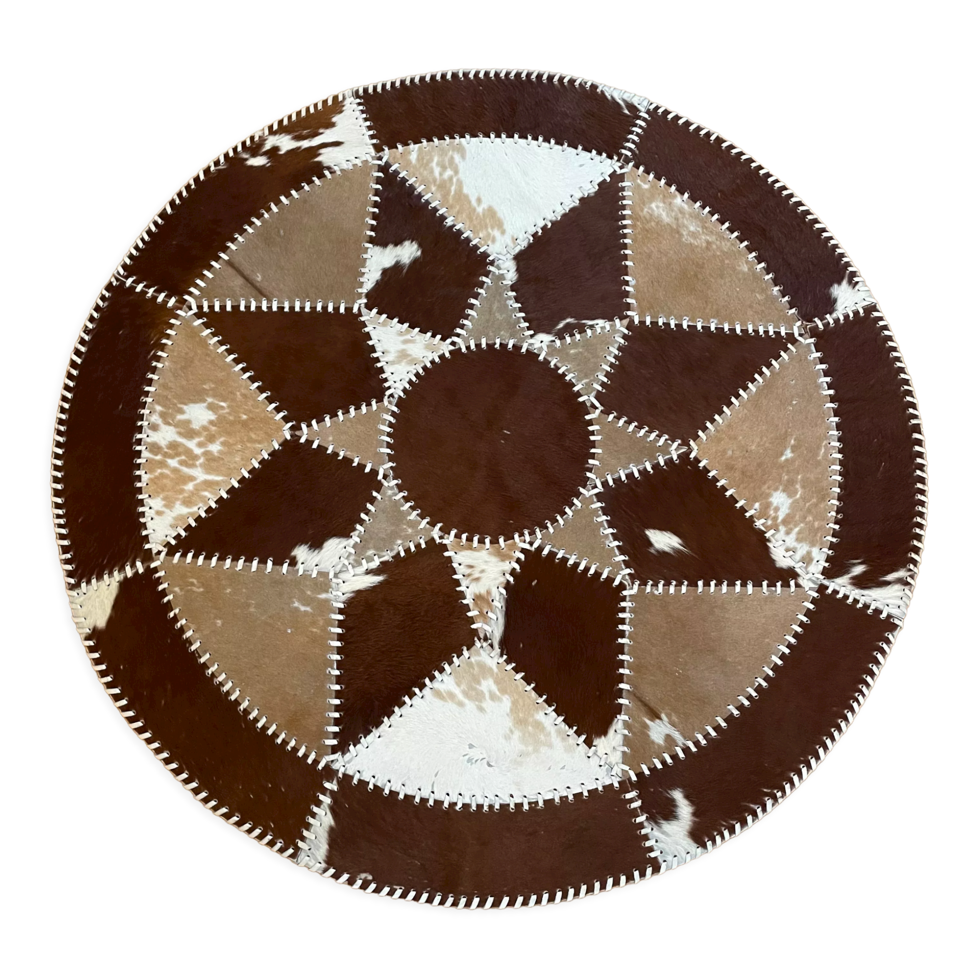 Vintage round cowhide rug 70