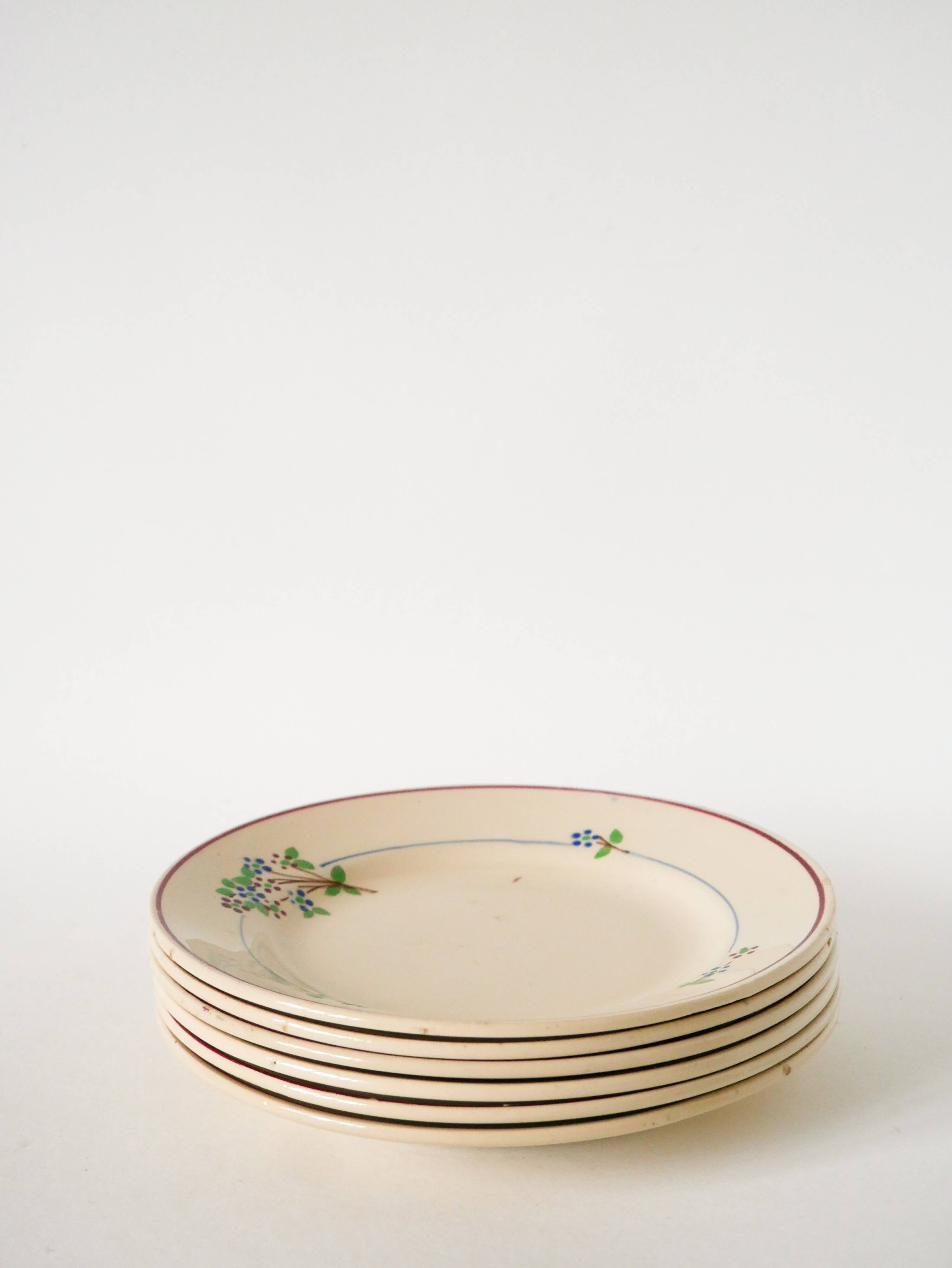 Set of 6 dessert plates Moulin des Loups, Model "Isabelle", 1950