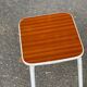 Vintage wooden and white steel stool
