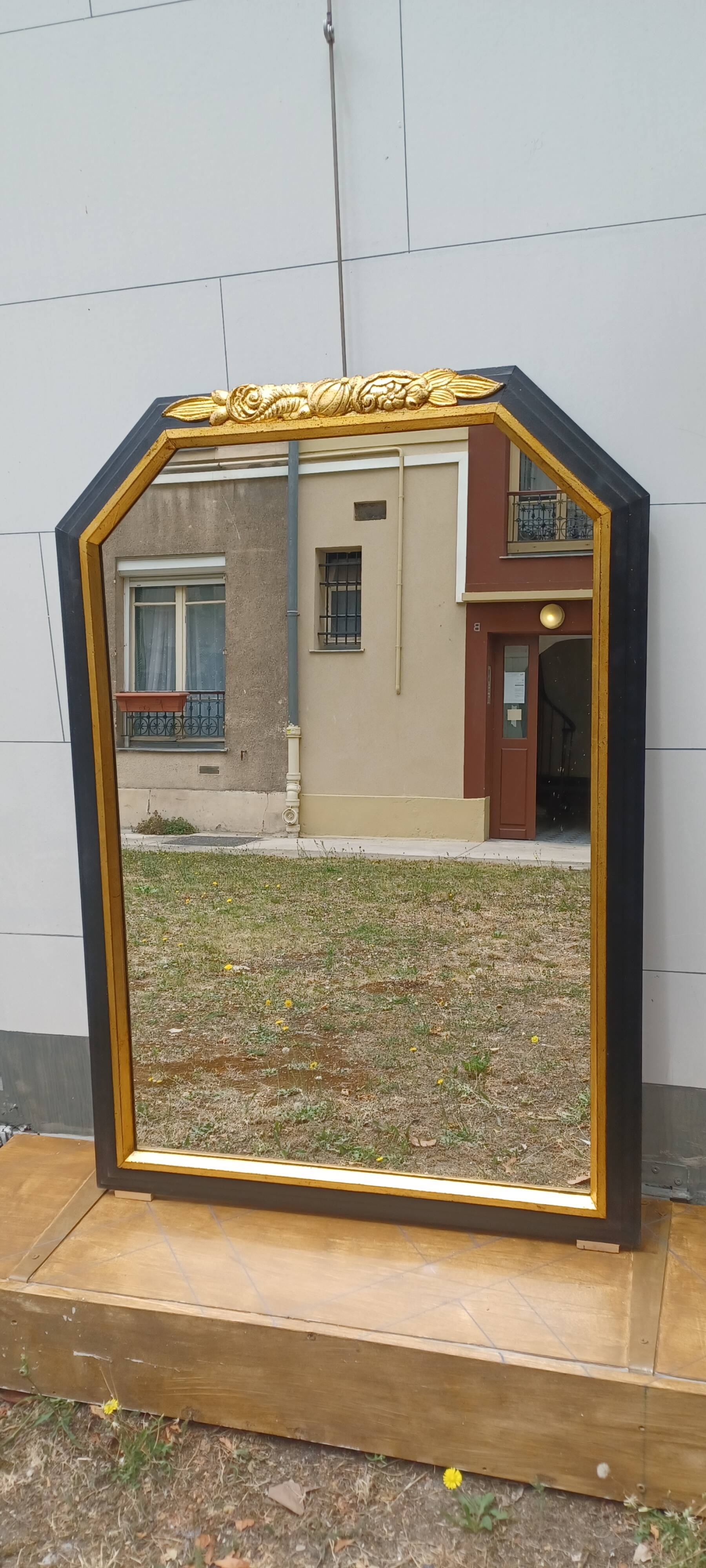Black and gold art deco style mirror - 110cm x 78cm